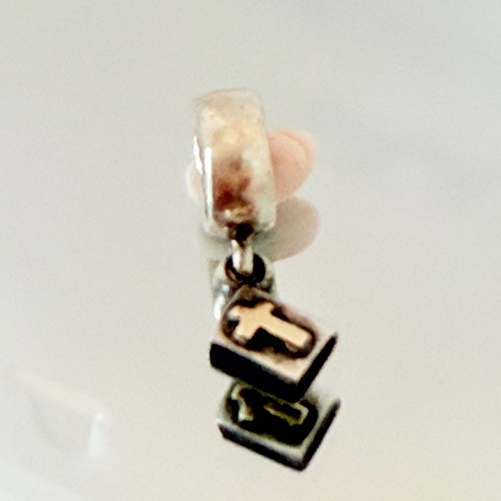 Authentic Pandora Retired Bible Dangle Two-Tone Sterling and 14K Gold Bead Charm